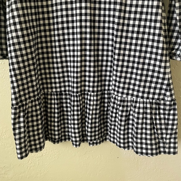 J. Crew Gingham Plaid Tiered Ruffle Mini Dress Bow Classic Preppy Picnic Cottage - Picture 6 of 8